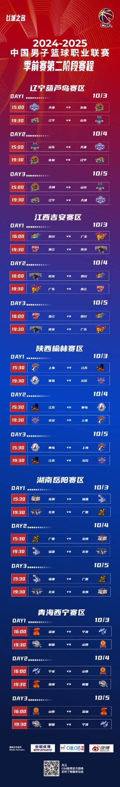 CBA什么时候正式开始比赛？2024-2025赛季CBA比赛时间表！