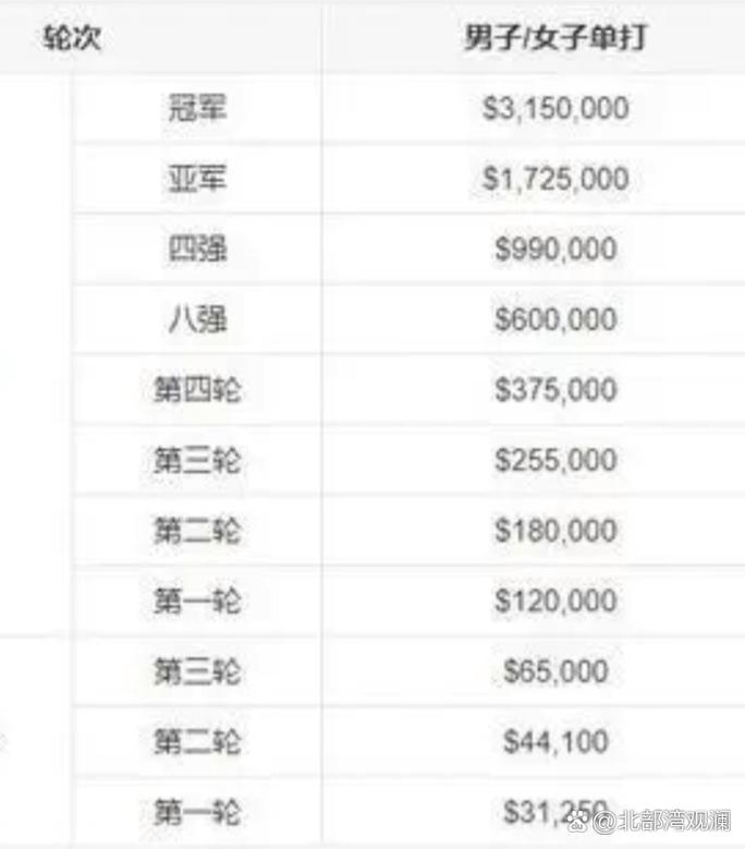 网球冠军奖金到底有多少？揭秘大满贯赛事奖金分配！