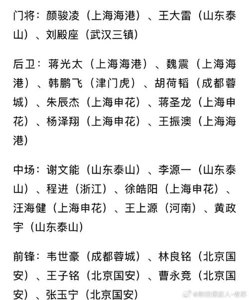 最新国足大名单公开！国足成员名单速览