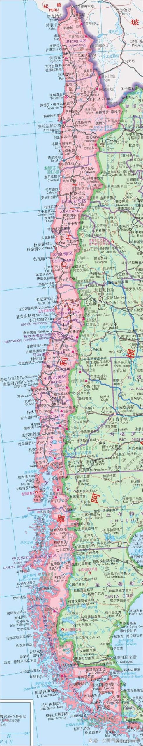 智利地图像根针？安第斯山脉和历史战争告诉你答案！
