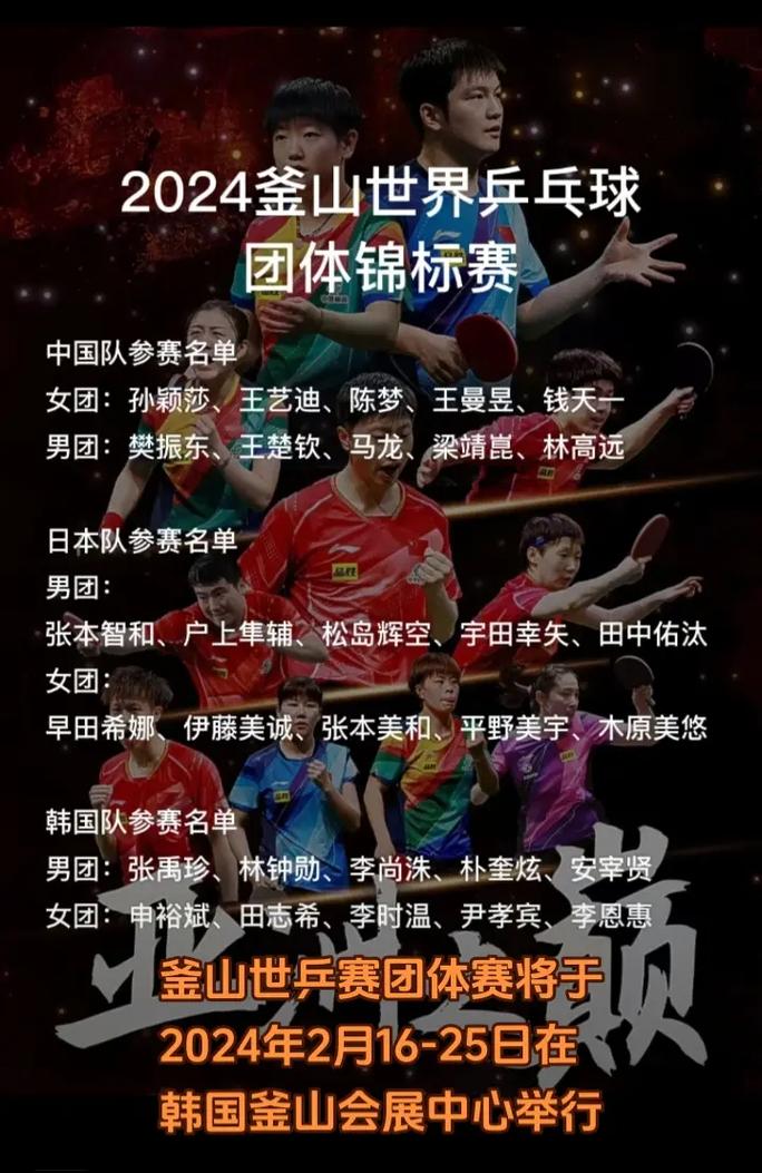 乒乓球团体赛,男女队各几个人上场?