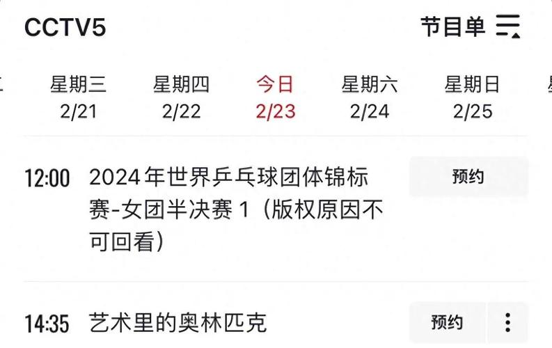 乒乓球决赛今天几点直播？CCTV5直播时间，不容错过！