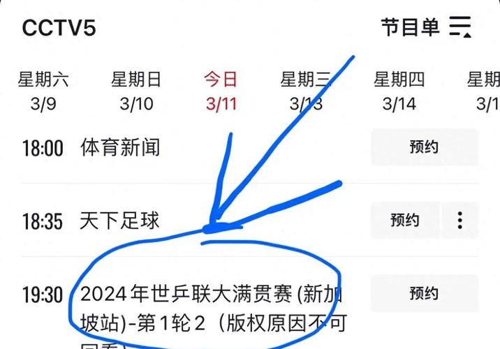 乒乓球决赛今天几点直播？CCTV5直播时间，不容错过！