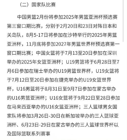 关注国际篮球比赛？这份赛事清单不容错过！